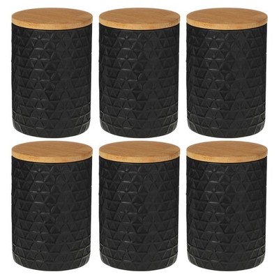 6er Set Geometrisch Tri Matt Schwarz Dolomit Tee Kaffee Zucker Kekse Kanister