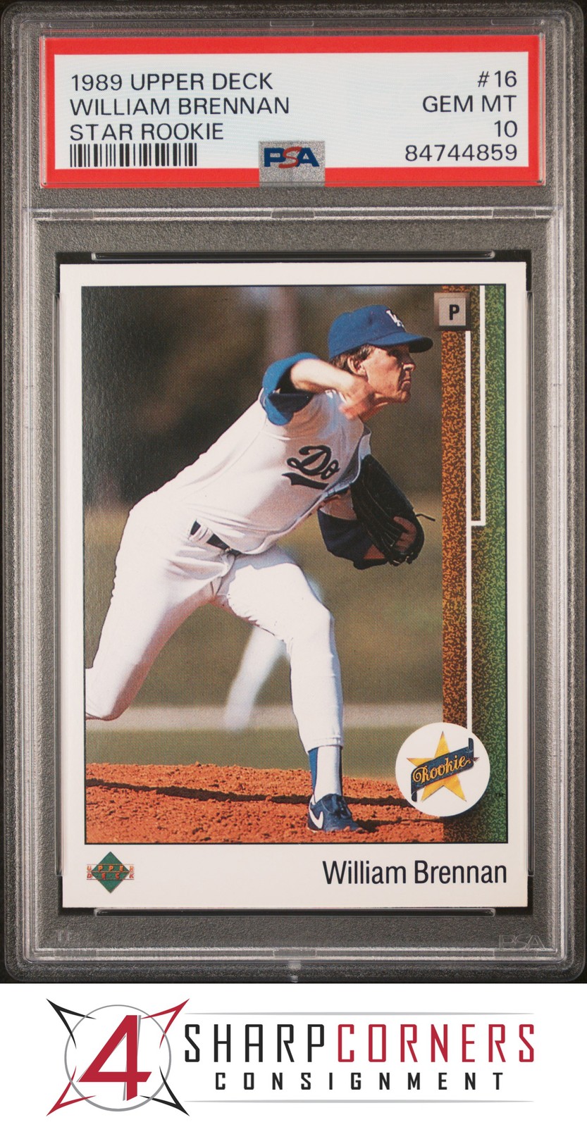 1989 UPPER DECK STAR ROOKIE #16 WILLIAM BRENNAN RC DODGERS PSA 10