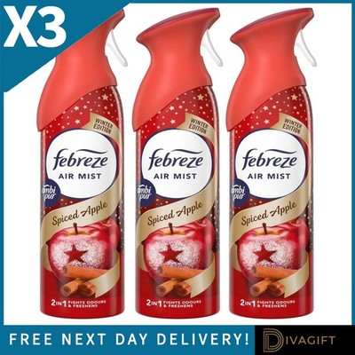 3 x FEBREZE SPICED APPLE AIR MIST SPRAY 185ML LUFTERFRISCHER DUFT WEIHNACHTEN