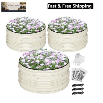 3Pcs 2x2x1ft Galvanized Raised Garden Bed Set, Rust & Corrosion Protection, E...