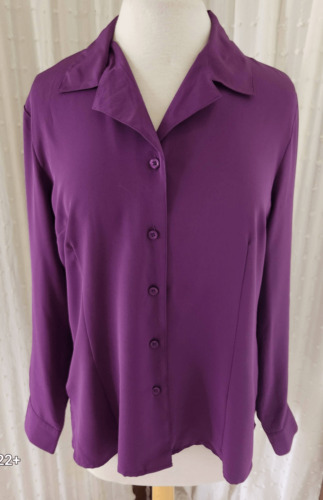 Notations Purple flowy button up blouse