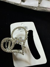 Silver Heart Hair Clip W/Crystals