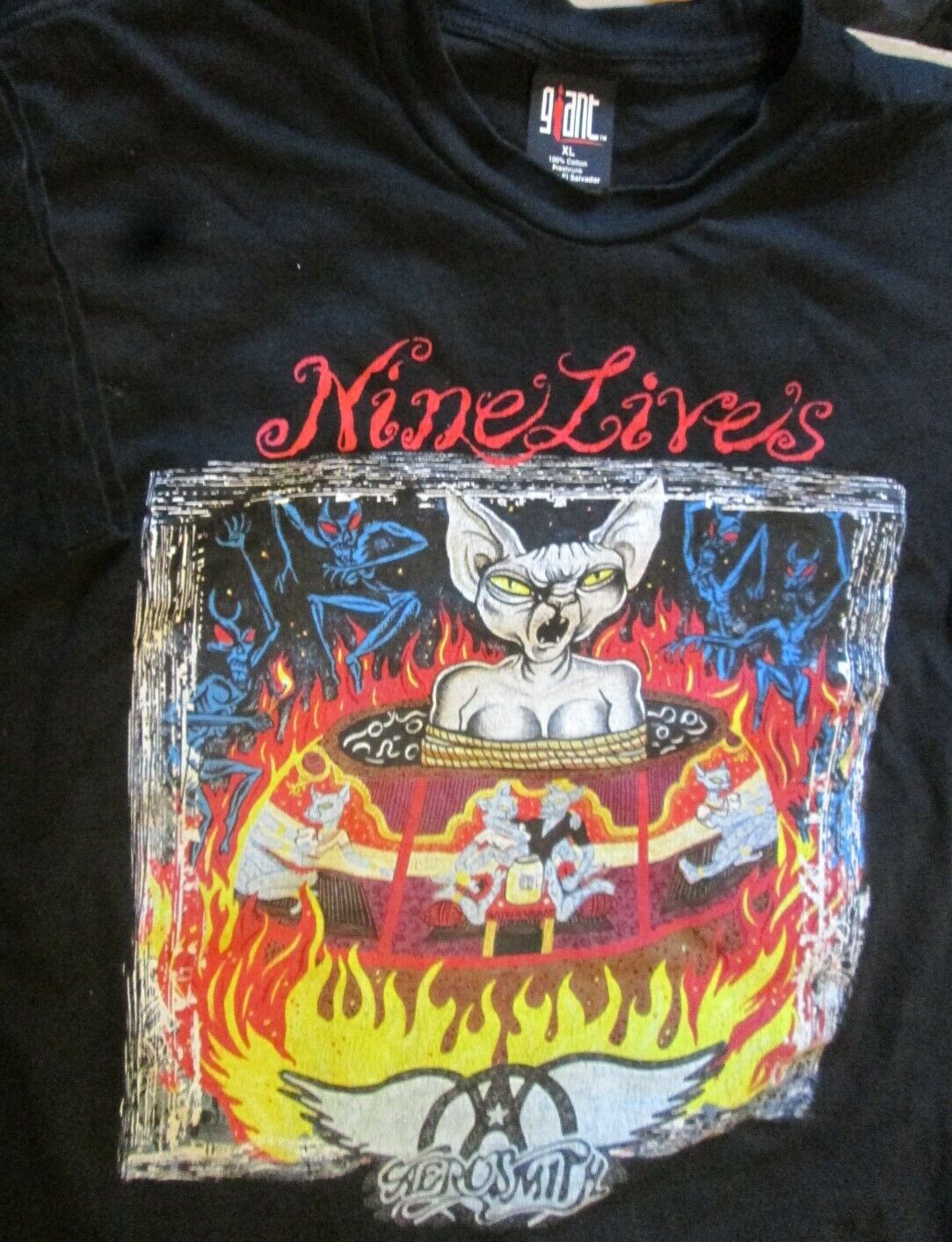 Vintage 1990s AEROSMITH Nine Lives Tour tee T Shirt Size XL Giant Brand