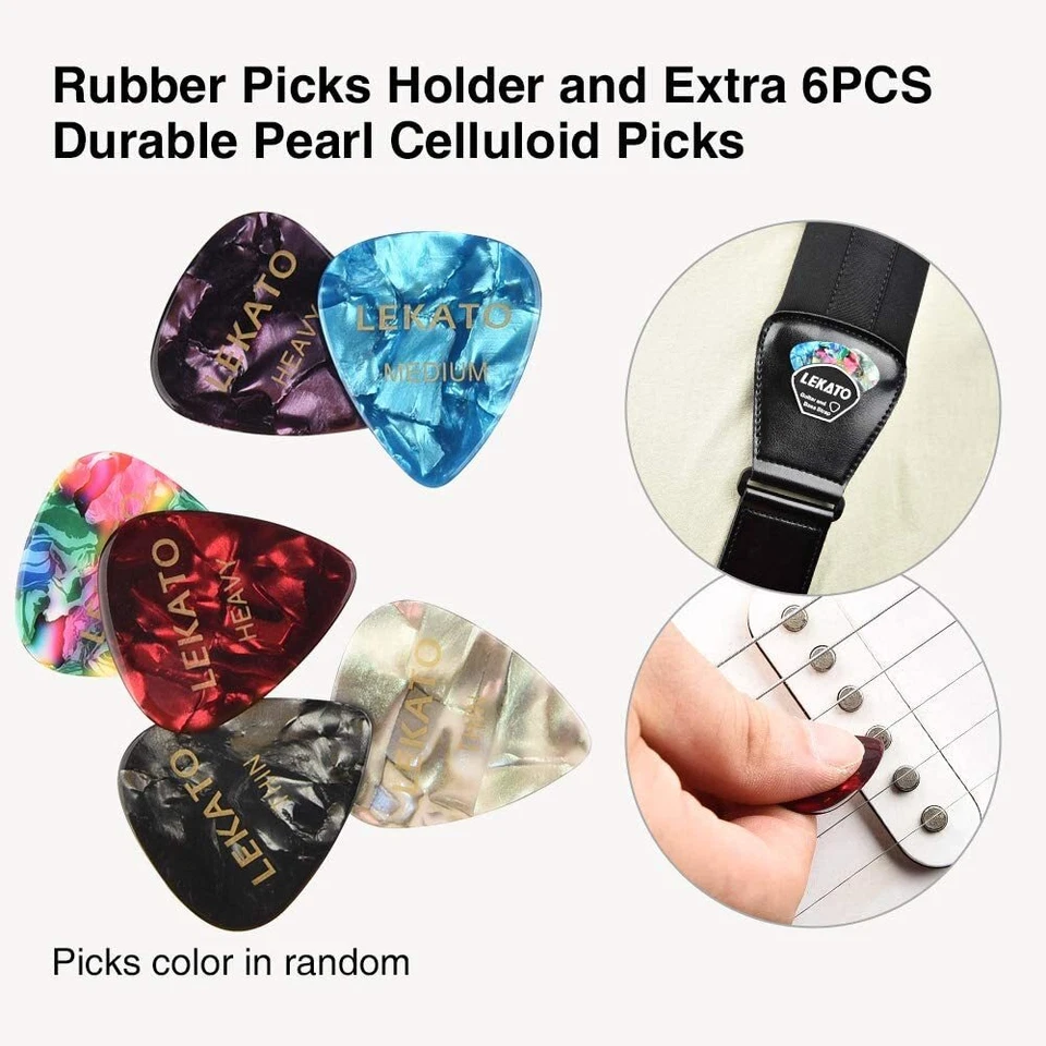 Correa para guitarra eléctrica de bajo LEKATO de 3 pulgadas de ancho ajustable 38" - 47" NUEVO Foto 4 de 4