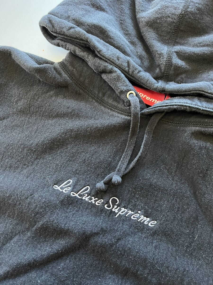 Le Luxe Supreme SS19 Black Faded Embroidered Logo Hoodie Le Luxe Supreme SS19 Black Faded Embroidered Logo Hoodie