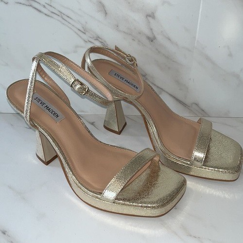 NEW Steve Madden gold Nicky Heeled Sandal sz heels 10 - Picture 2 of 4