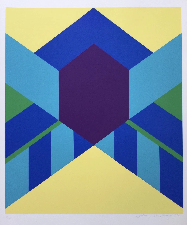 SUNDHAUSSEN Helmut (1935-2018) Sérigraphie II 1970 Signée Pop Art Vintage Cubist - Photo 2/4