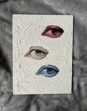 Eyes Oil painting on canvas board , Modern Home Decor 7x9in (18x23cm)
