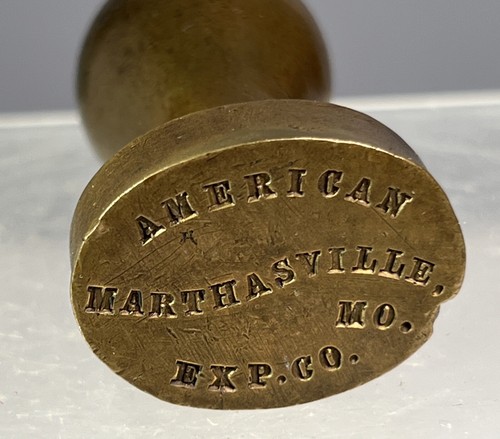 Antique Brass Railway “ American Express Co. Marthasville MO. “ Wax Sealer Stamp - Picture 2 of 4