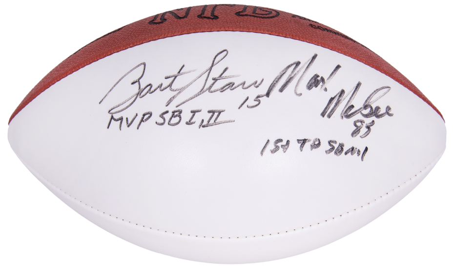Bart Starr Autographed Signed Green Bay Packers & Max McGee "1st SB MVP + TDs" Super Bowl 1 Football Auto JSA 