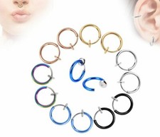 1 Pair Spring Clip On Hoops Earrings " or 13MM 9 Colors Men Women