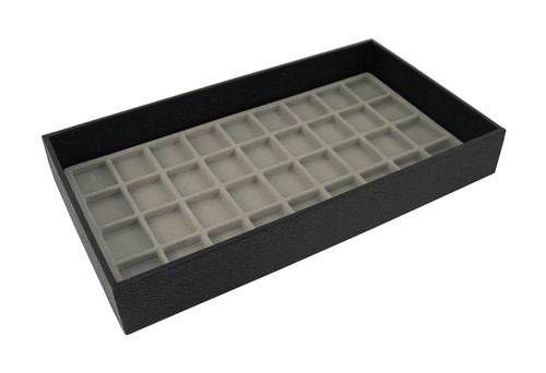 Display Tray Black Leatherette With Choice Of Grey Compartment Jewellery Insert - Picture 28 of 31