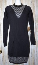 Womens Black Knit Rachel Roy Long Sweater Sleeve Dress Size Medium NEW NWT Flaw