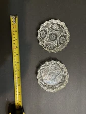 VINTAGE ANCHOR HOCKING Star of David Crystal Ashtray, 4" round, Set Of 2 MCM
