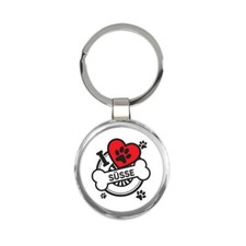 Susse Personalized Dog Name: Custom Gift Round Keychain Pet I Love My Puppy Dogs