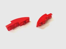 Lego Parts: Slope Curved, Smooth Top, Inverted, 1x4, #13547, Red - 2 Pcs