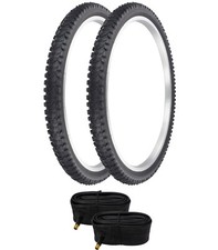 Pro Mtb Bicycle Tire Bundle W 24 X 1.95 Black Tires Tubes Black