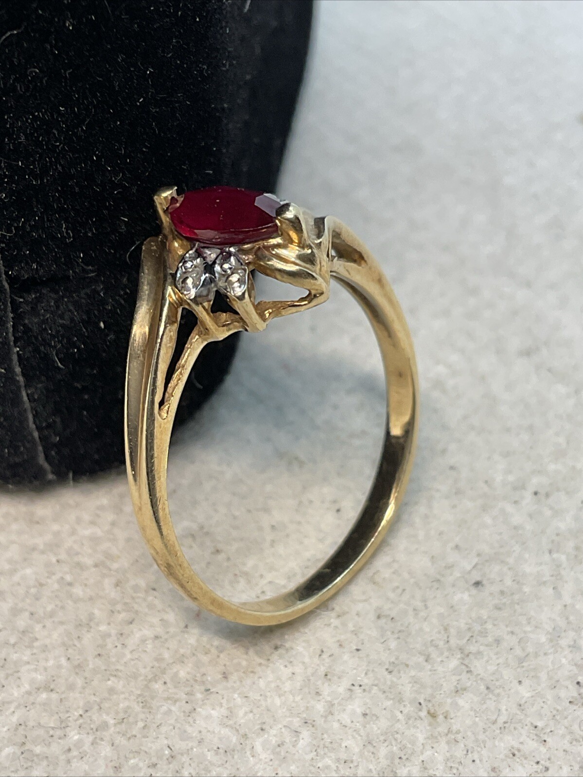 CASUAL Solid 10K Yellow Gold Created Ruby & Diamo… - image 19