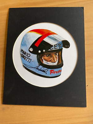 MARIO ANDRETTI SIGNIERT CUT OUT TRÄGT SEINEN HELM MIT COA