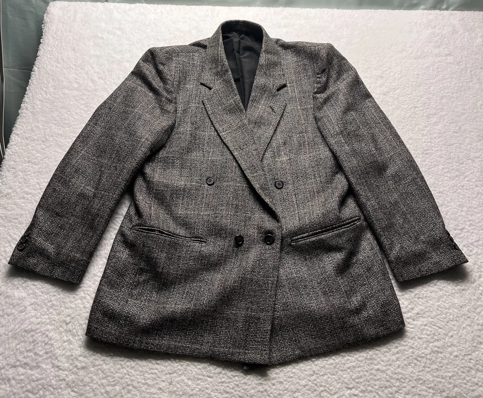 John Henry Tweed Wool Sport Coat Blazer Jacket Size 40S Double Breasted - Image 2 of 4