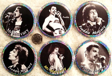 Freddie Mercury PIN BUTTON LOT 6 Photos Queen Band Muse David Bowie ELO Darkness