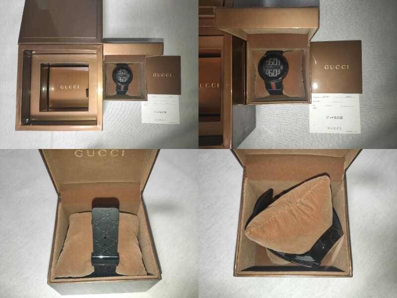 Vintage GUCCI YA114207 Black Rubber Quartz Watch with Box