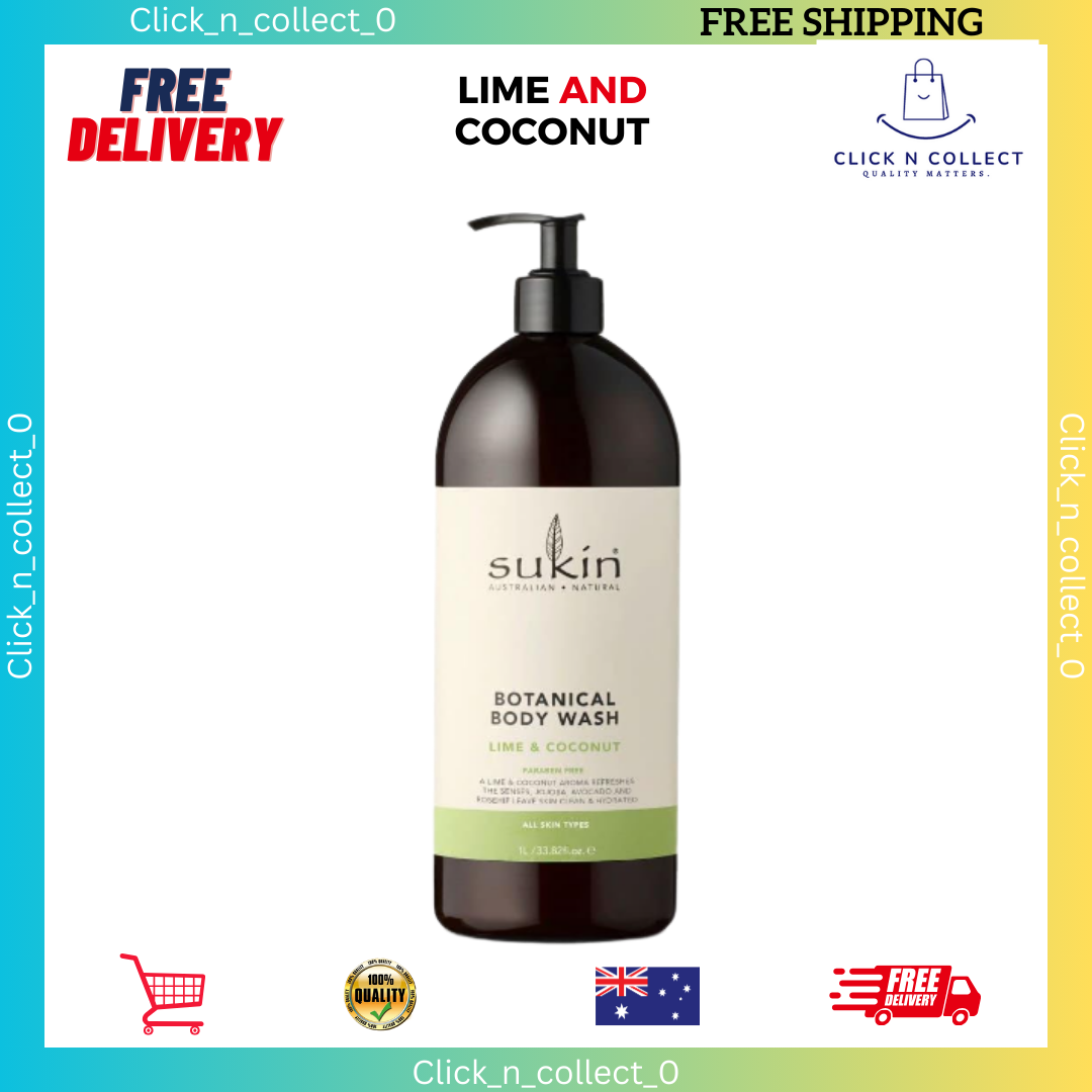 Sukin Botanical Body Wash with Pump, 1 L Signature/Lime and Coconut