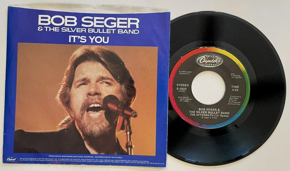 Bob Seger & The Silver Bullet Band It's You 45 rpm PS M- Capitol Classic Rock - Image 2 of 2