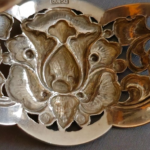 Antique 800 Silver Floral Repousse Cuff Bracelet Djokja Lotus Flower 31g Signed - Picture 13 of 21