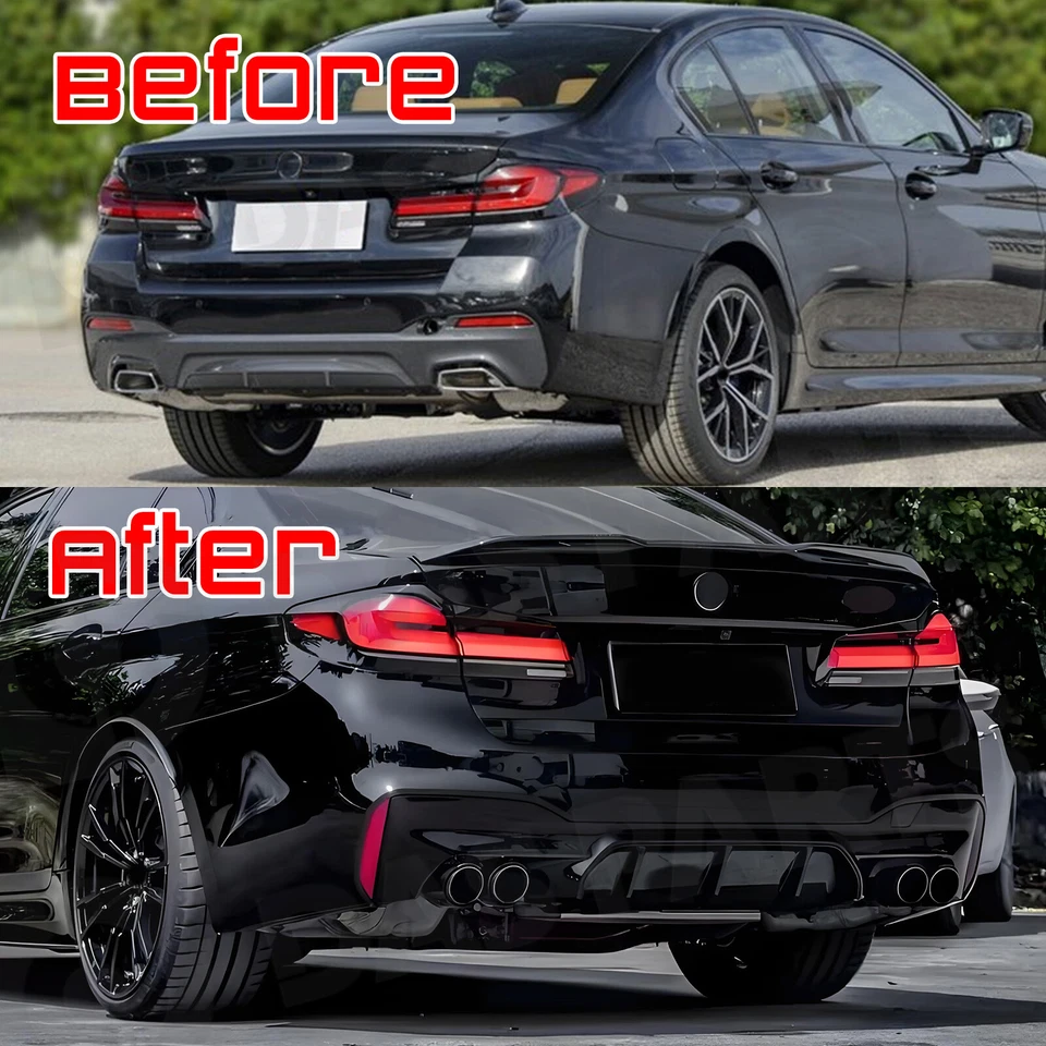 For 2017-2023 BMW G30 5 Series M5 Style Sport Rear Bumper Diffuser Valance Black Foto 2 de 4