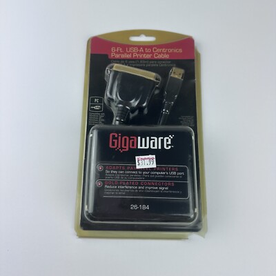 New Gigaware 6 ft. USB-A to Centronics Parallel Printer Cable