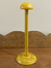 Antique vintage French yellow wooden hat stand 1950s