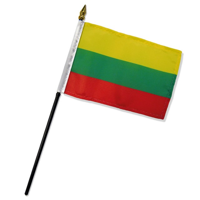 Lithuania Country 4/"x6/" Flag Desk Set Table Wooden Stick Staff