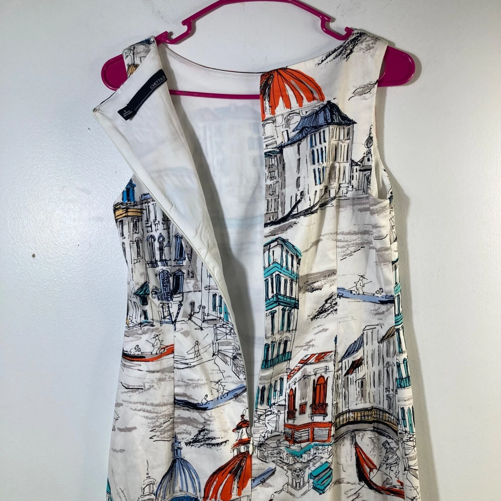 OFF WHITE Abito donna Chetta B art to wear matita Italia gondola 4 bianco sporco verde arancione