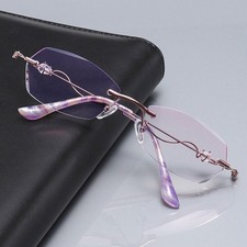 New anti-blue light reading glasses rimmed with rimless diamond metal Exquisite