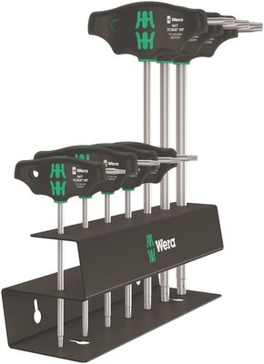 Wera 467/7 HF Set 2 TORX  T-Handle Screwdriver Set With Rack 7 Piece 05023456001