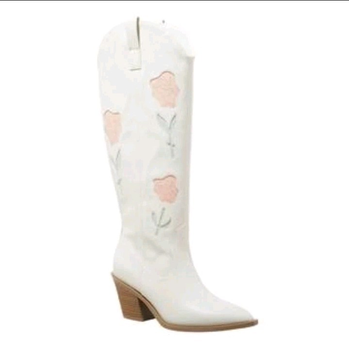 Universal Thread Womens Dixie Bone Floral Western Cowboy Boots Off White 8.5M thumbnail 2