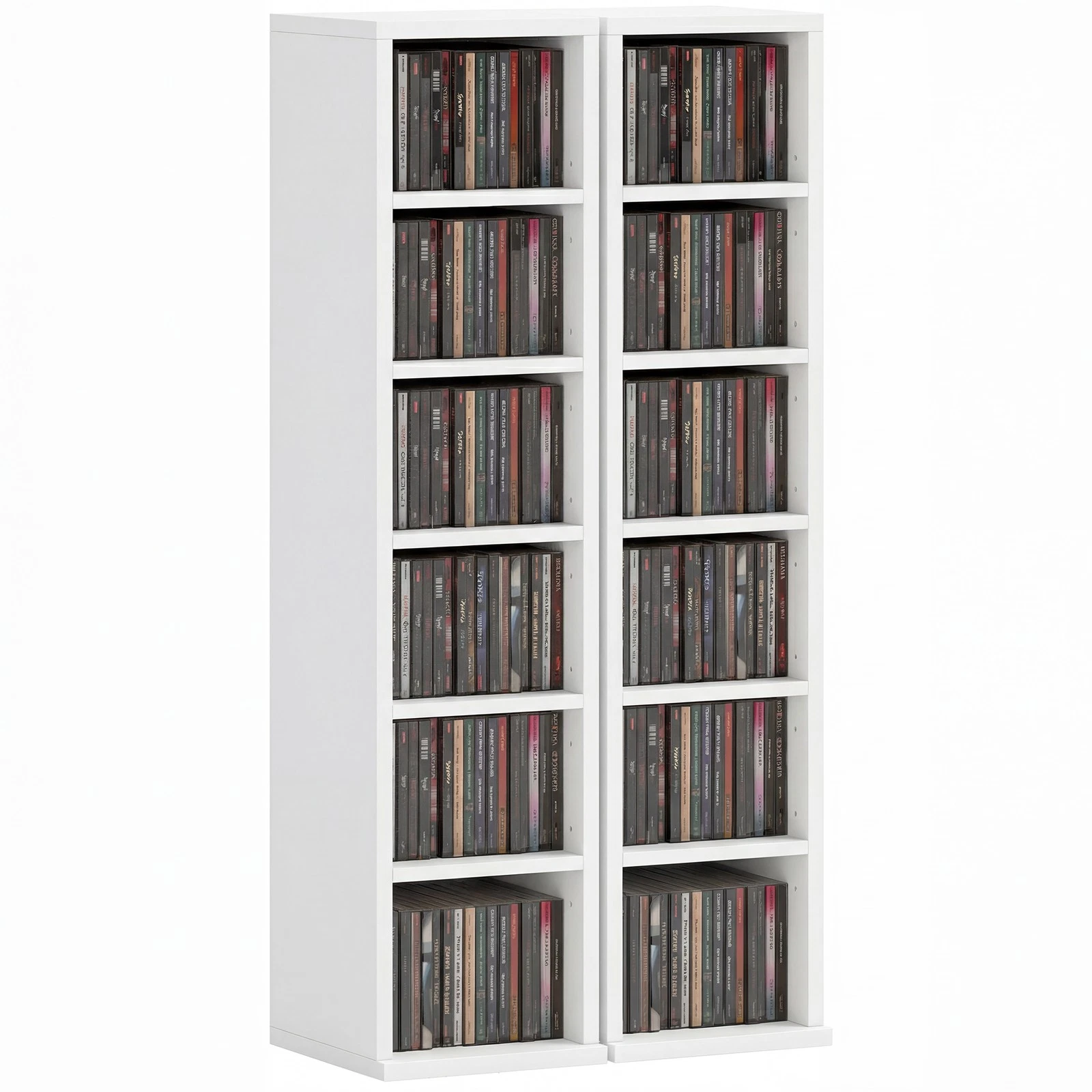 HOMCOM Set of 2 CD Storage Units DVD Shelf with Adjustable Shelves, White
Opens in a new window or t