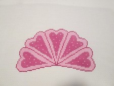 PINK HEART FAN-FIORI-HANDPAINTED NEEDLEPOINT CANVAS