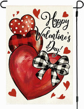 Happy Valentines Day Garden Flag 12X18 Inch Double Sided Outside, Love Hearts Ru