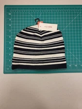 Magic Skully Beanie Striped Knit Hat Cap Winter Headwear Black White Women