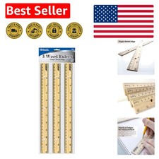 3-Pack Double-Sided 12" Wooden Rulers - Accurate Metric  Imperial Measurements