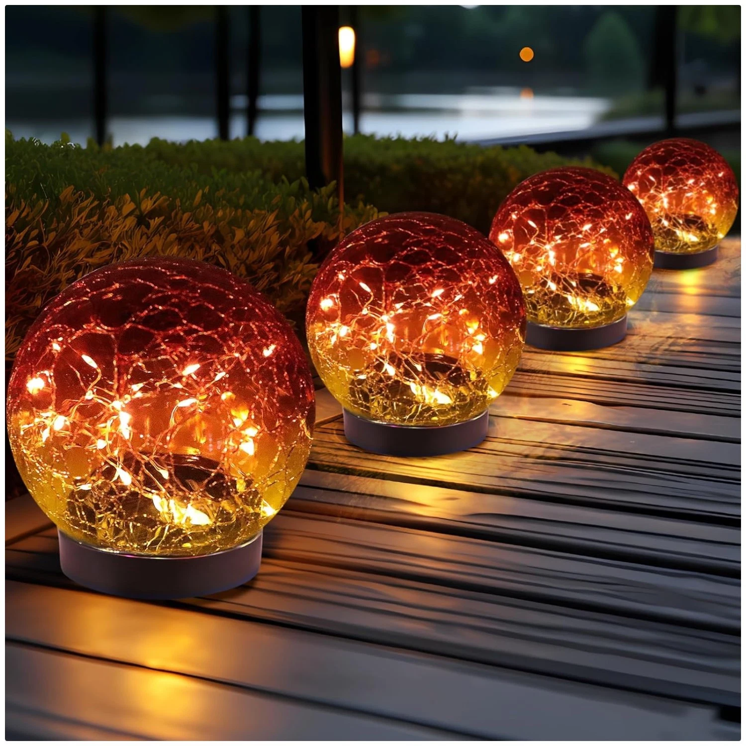 Solar Globe Lights - Waterproof Cracked Glass Ball Decor