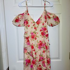 Old Navy The Occasion Women Off-Shoulder Ruffle Chiffon Maxi Dress Floral 8 NEW