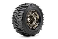 ROPR4005-CB0 Morph 1/8 Monster Truck Tires Mounted on Chrome Black Wheels, 0...