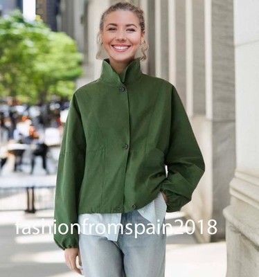 MASSIMO DUTTI NEW WOMAN Bomber jacket with puff sleeves GREEN S,M,L 6702/205