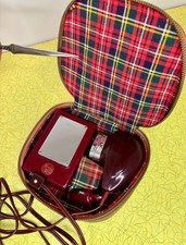 Vtg 1960's Norelco Lady Shaver Travel Set Plaid Leather Case Mirror WORKS