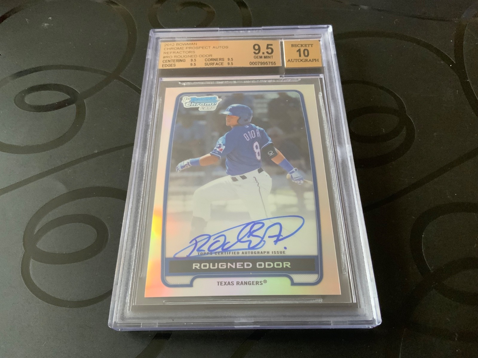 2012 Bowman Chrome Rougned Odor RC Refractor 37/500  BGS 9.5 Auto 10
