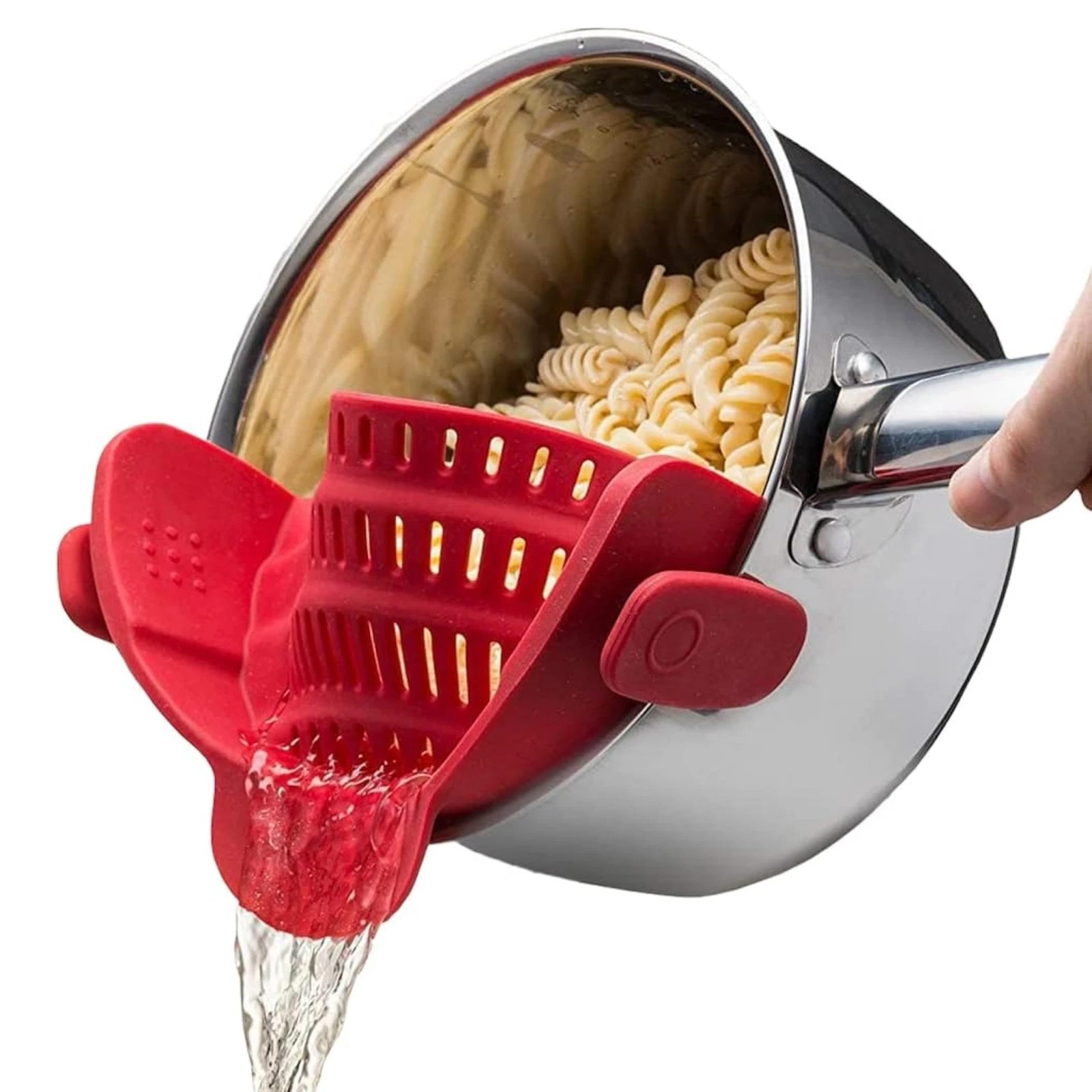 Snap N Strain Silicone Pot Strainer - Adjustable Clip-On Pasta Strainer for P...