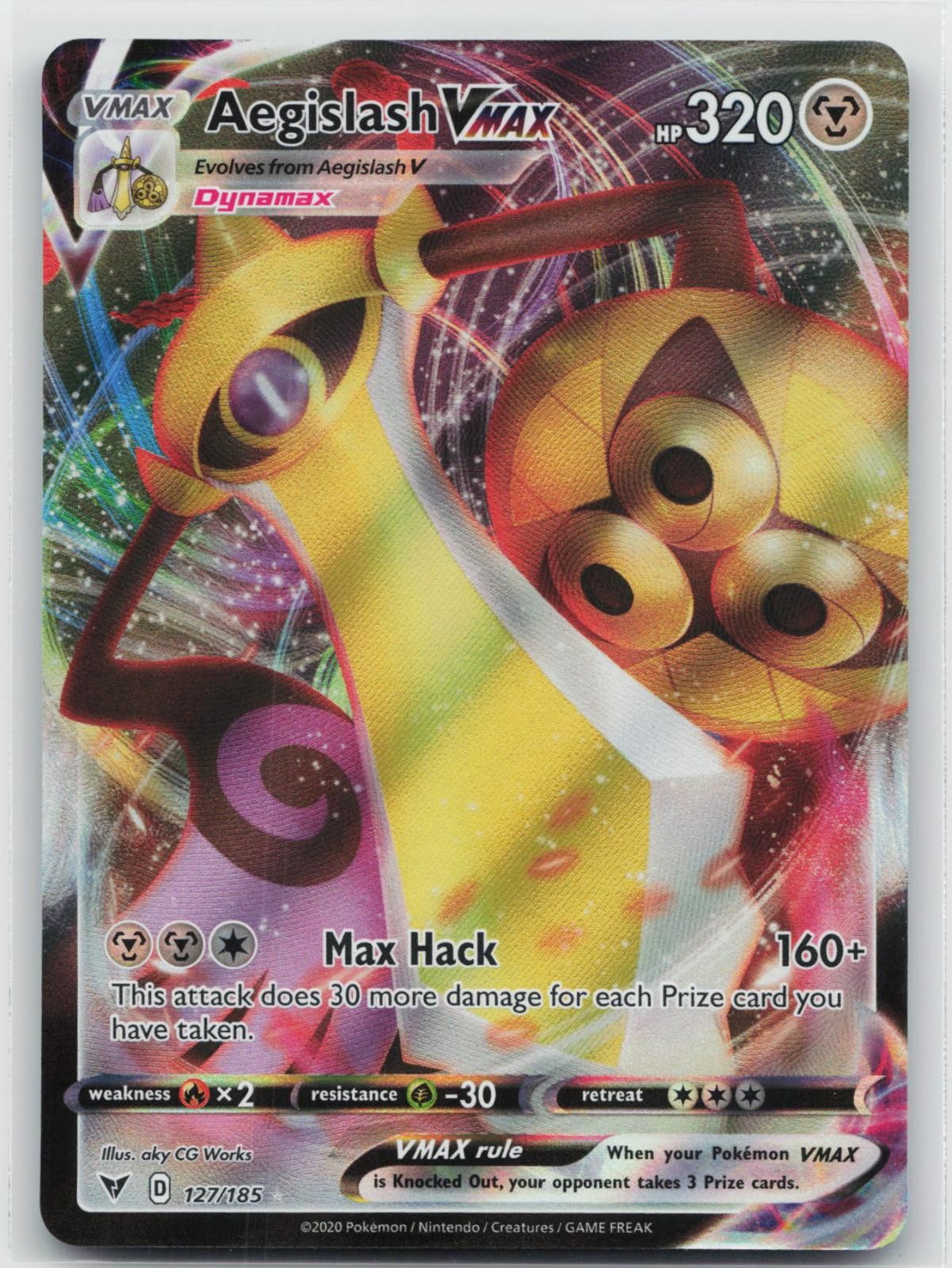 Aegislash VMAX 127/185 Holo VMAX Rare Vivid Voltage Pokemon NM